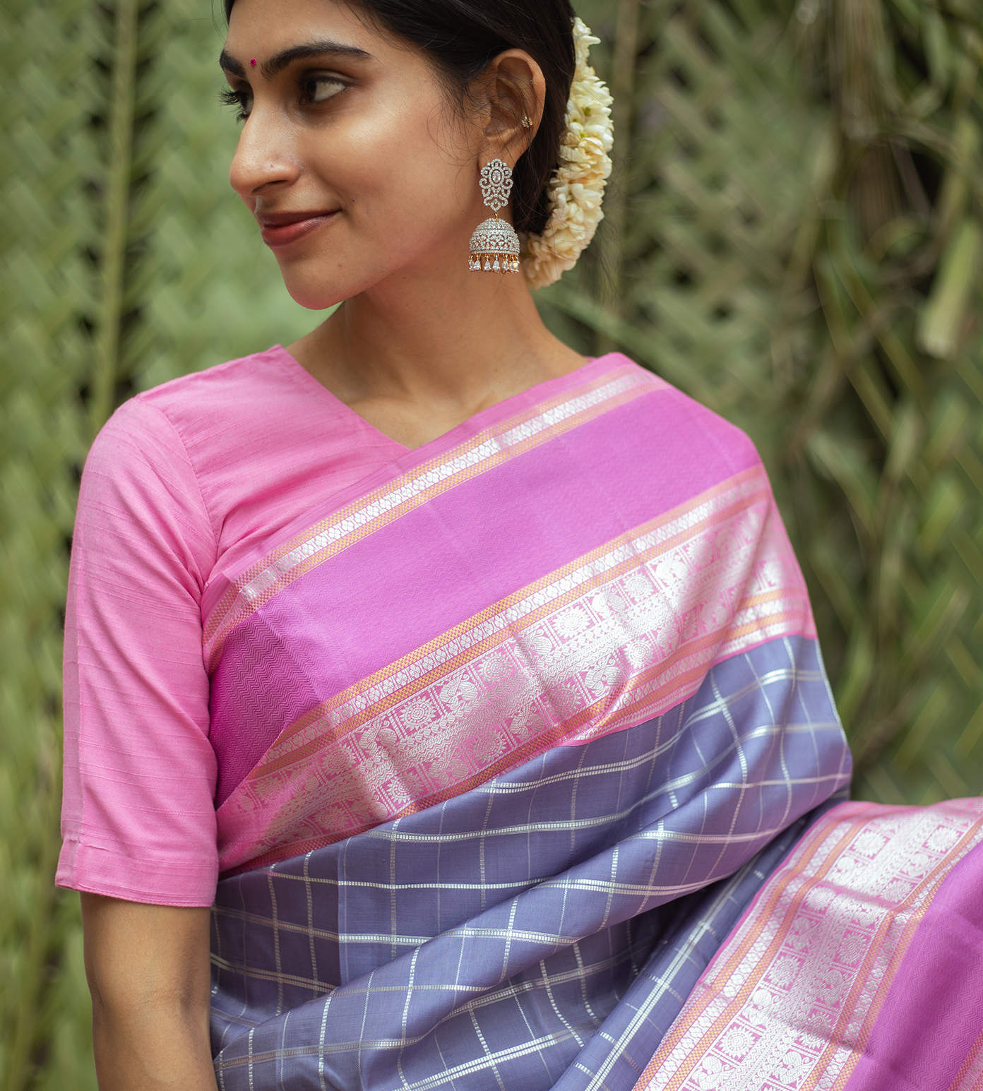Powder Blue Kanchipuram Silk Saree