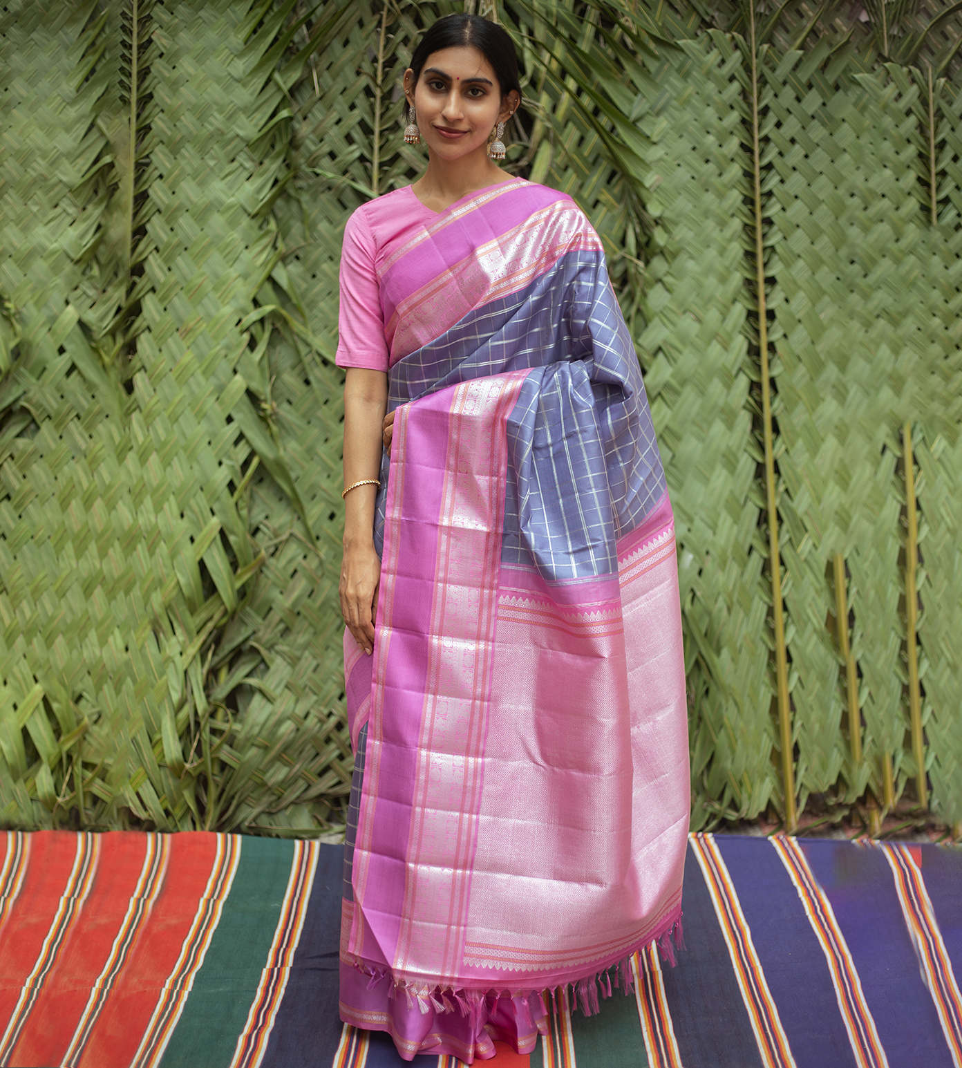 Powder Blue Kanchipuram Silk Saree2