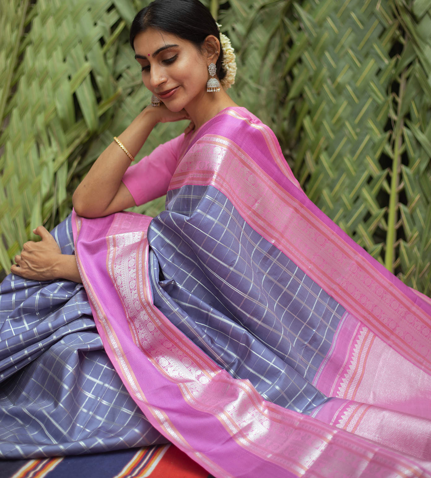 Powder Blue Kanchipuram Silk Saree3