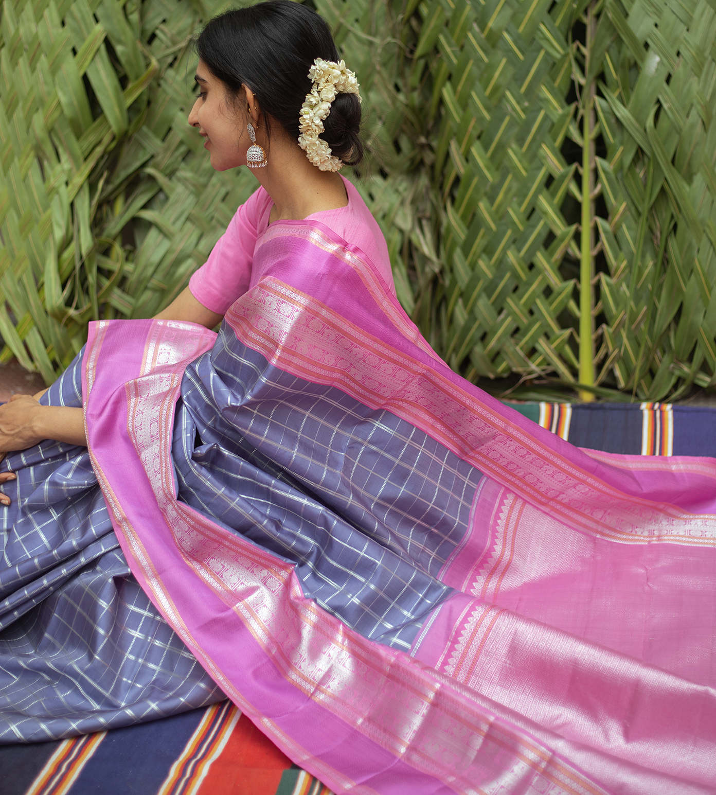 Powder Blue Kanchipuram Silk Saree4