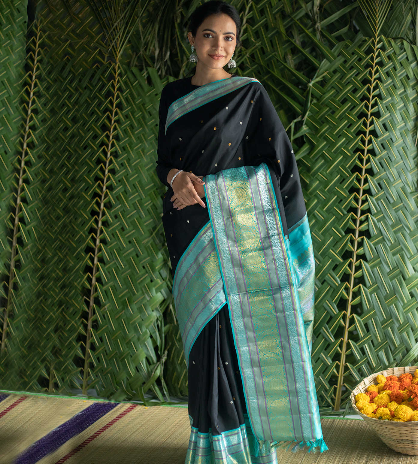 Black Kanchipuram Silk Saree