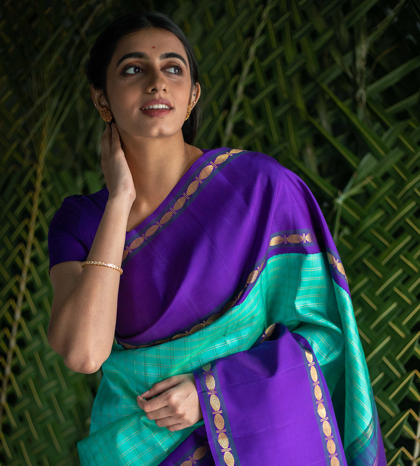 Turquoise Blue Kanchipuram Silk Saree