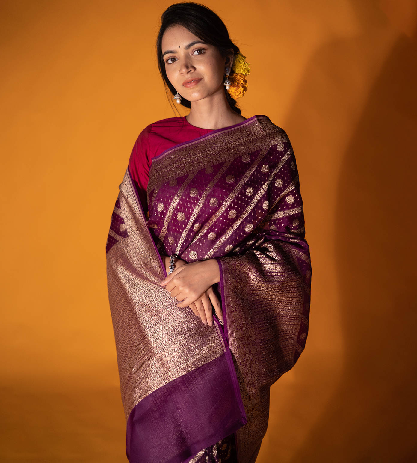 Purple Banaras Georgette Saree