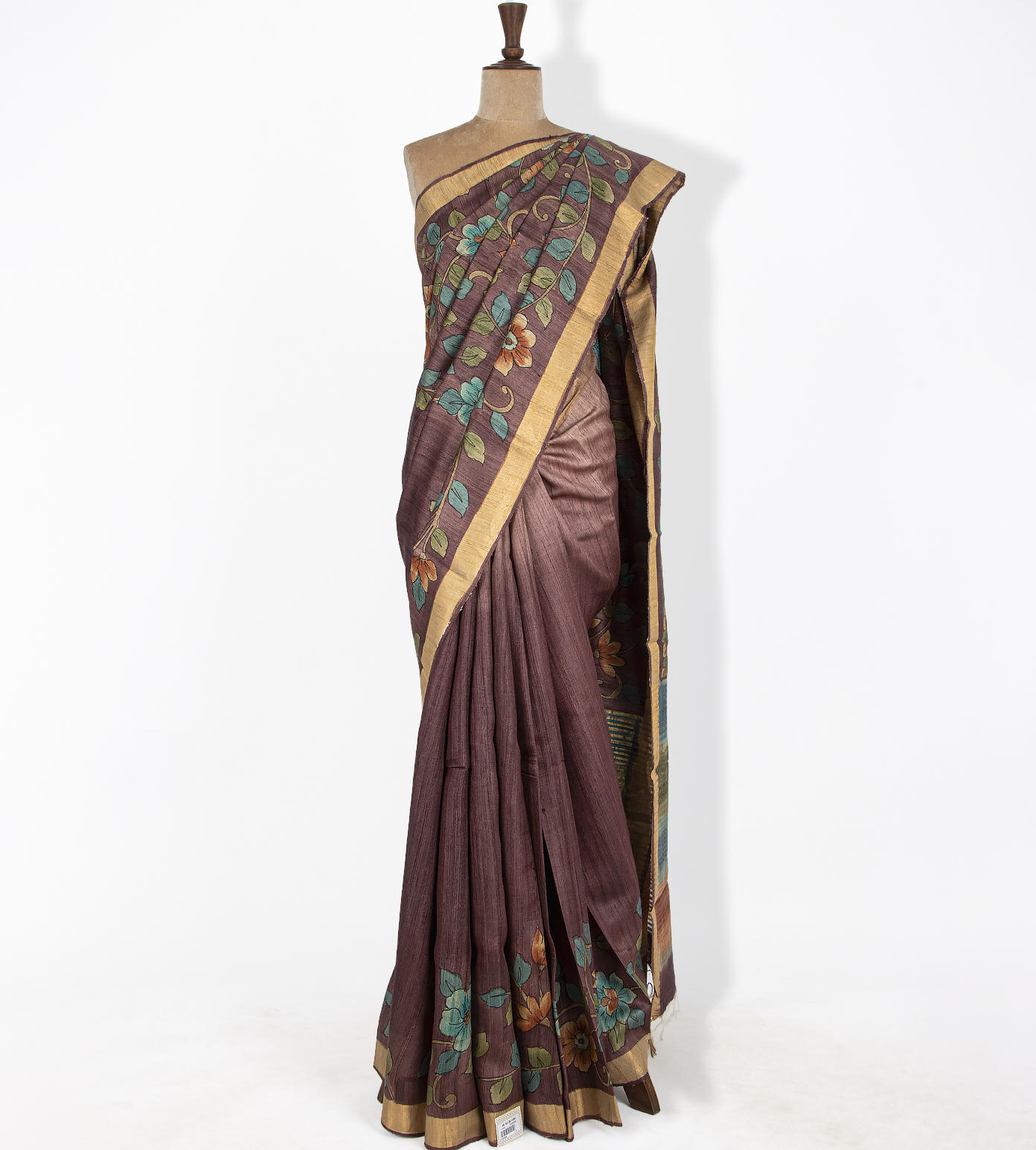 Aubergine Purple Tussar Saree1
