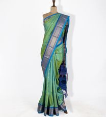 Peacock Green Gadwal Paithani Silk Saree1