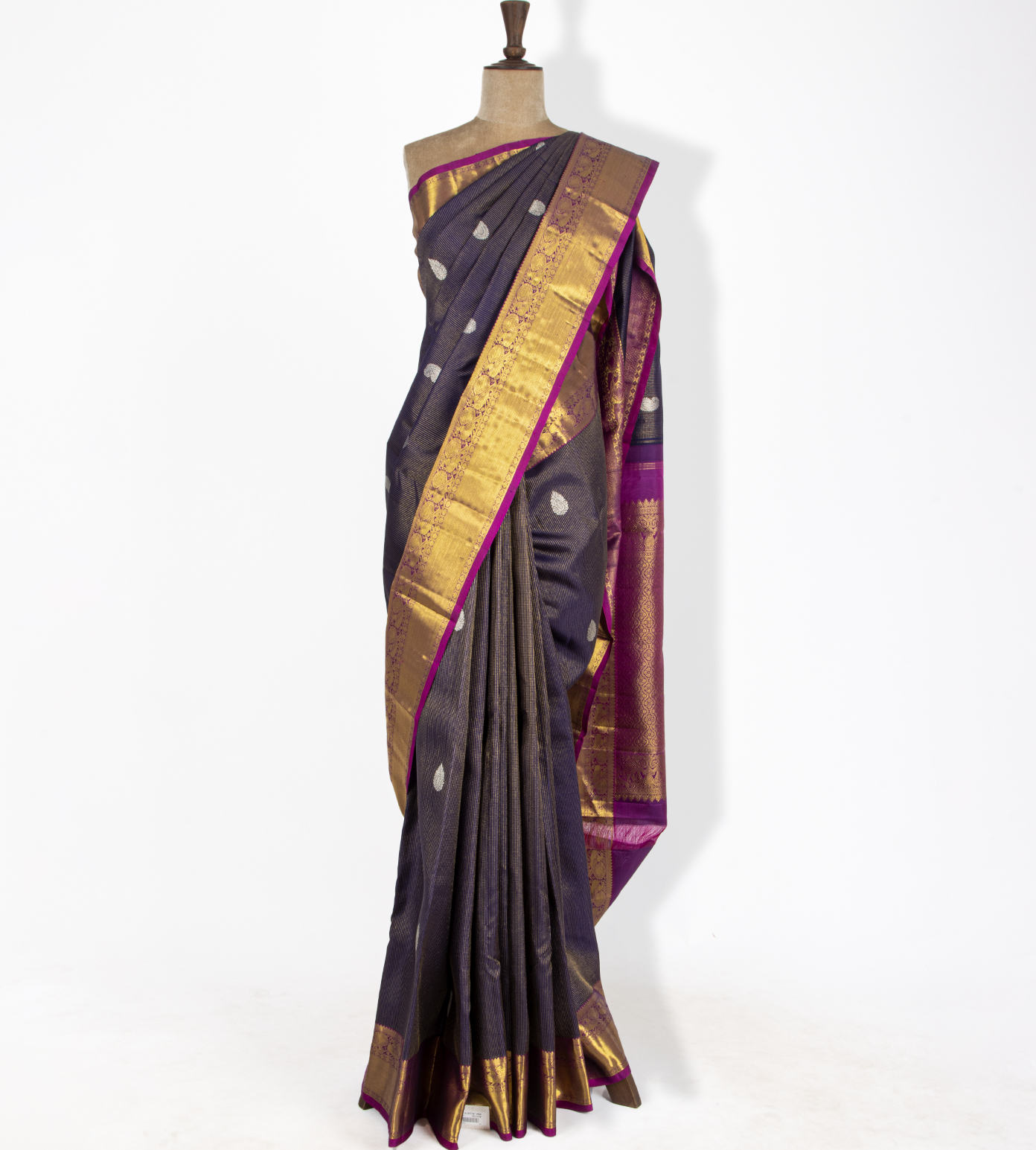 Deep Blue Kanchipuram Silk Saree