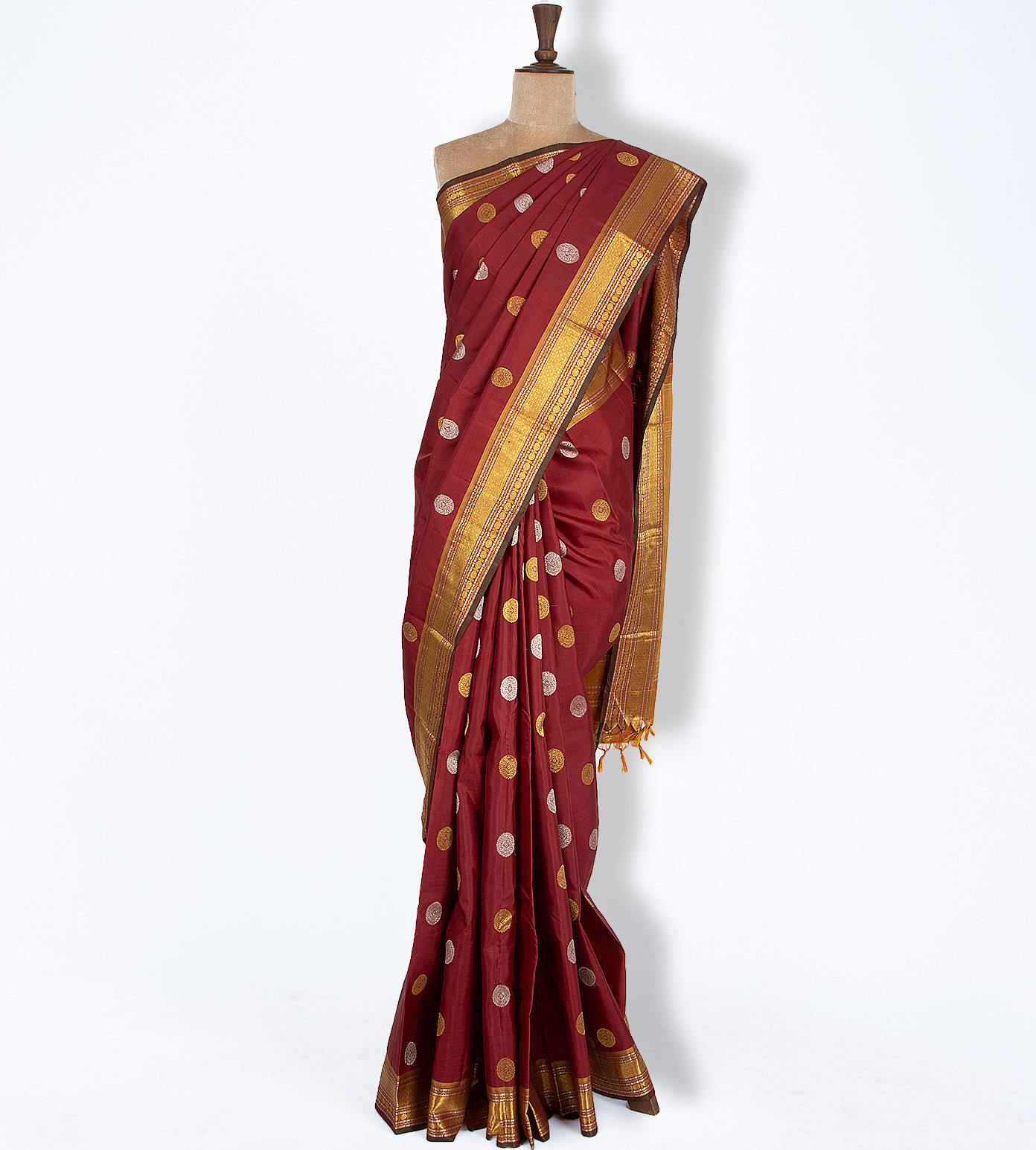 Saundaryam Maroon Kanjivaram Silk Saree With Amazing Weaving All Over