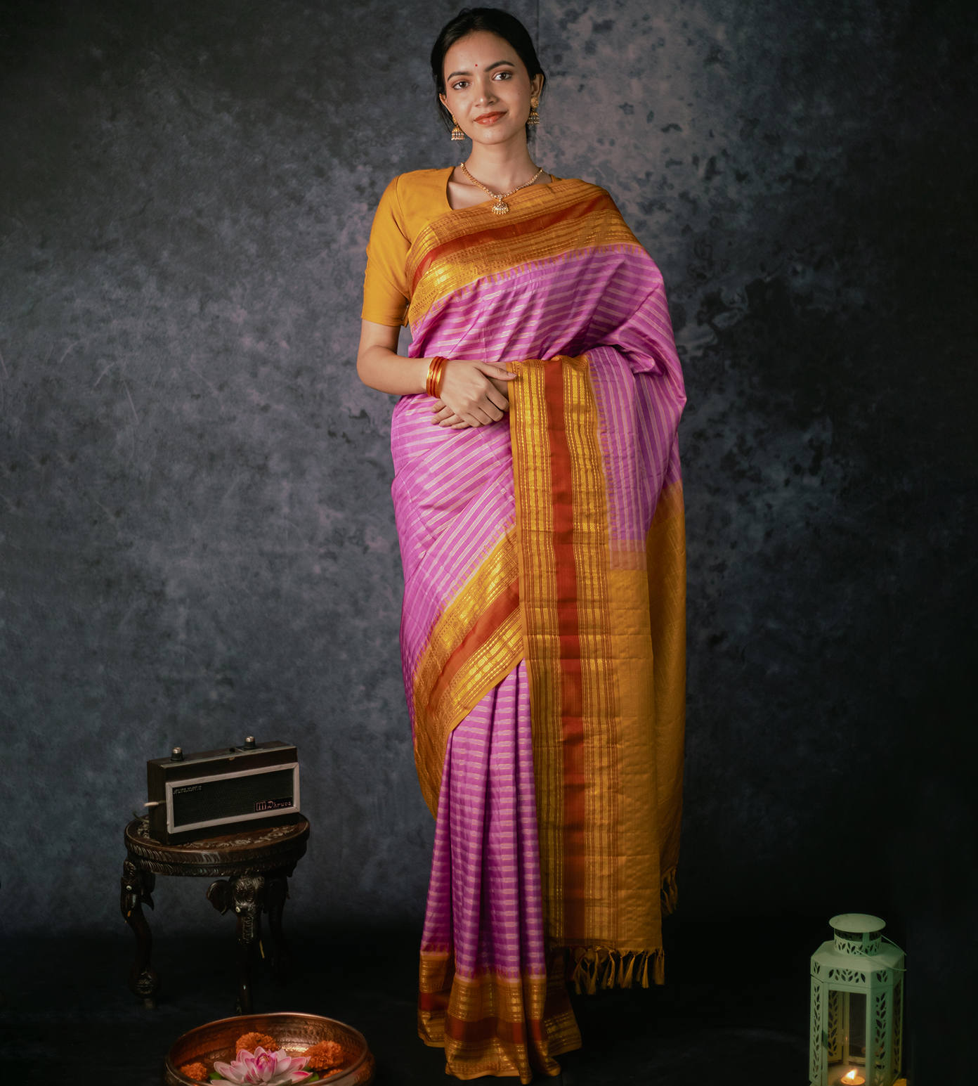 Lavender Kanchipuram Silk Saree