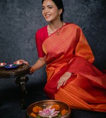 Orange Kanchipuram Silk Saree4