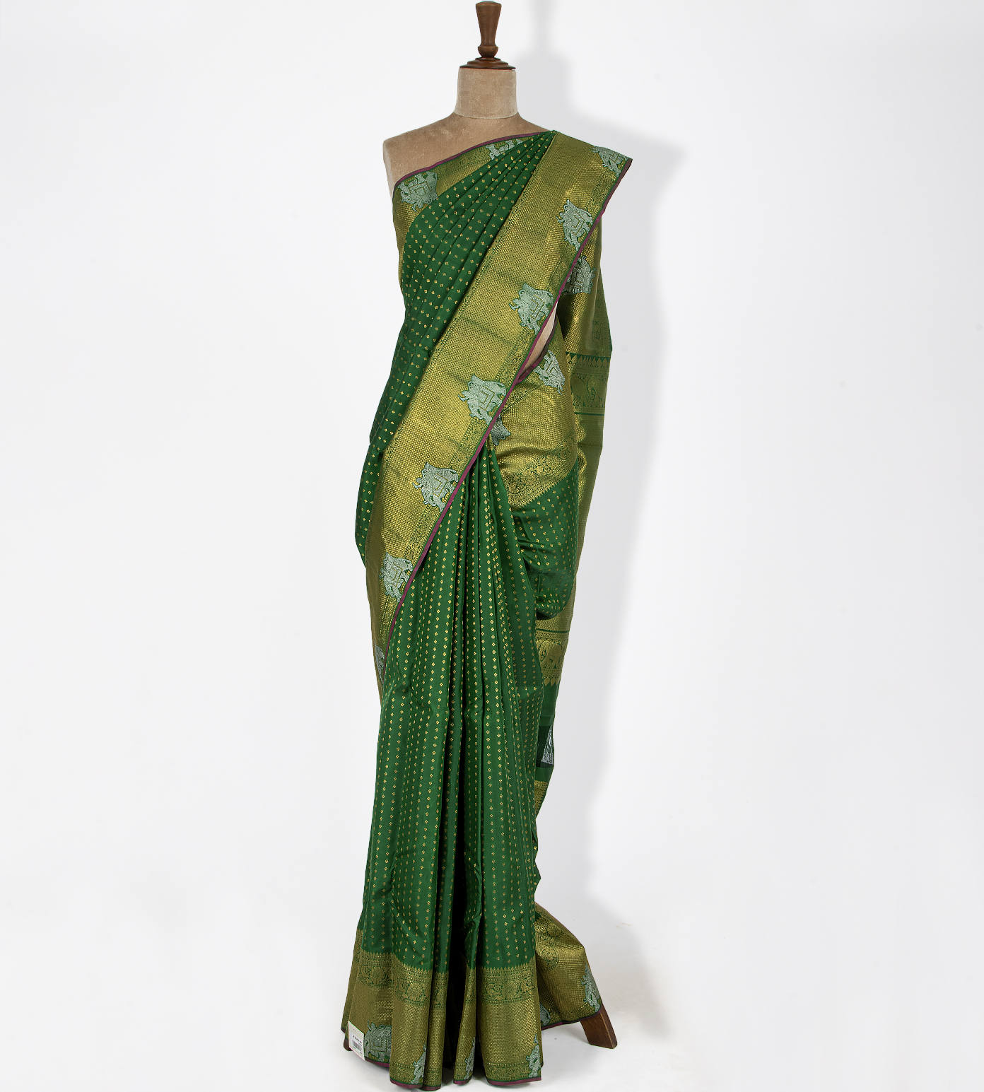 Bottle Green Kanchipuram Silk Saree