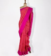 Pink And Orange Kanchipuram Silk Saree1