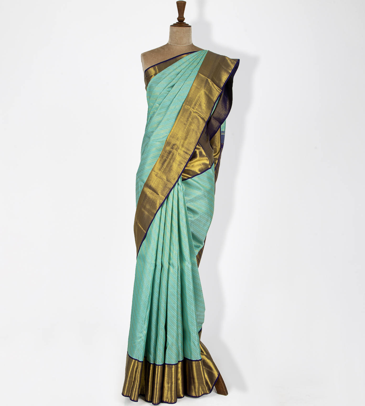 Sea Blue Kanchipuram Silk Saree