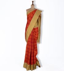 Red And Orange Kanchipuram Silk Saree1
