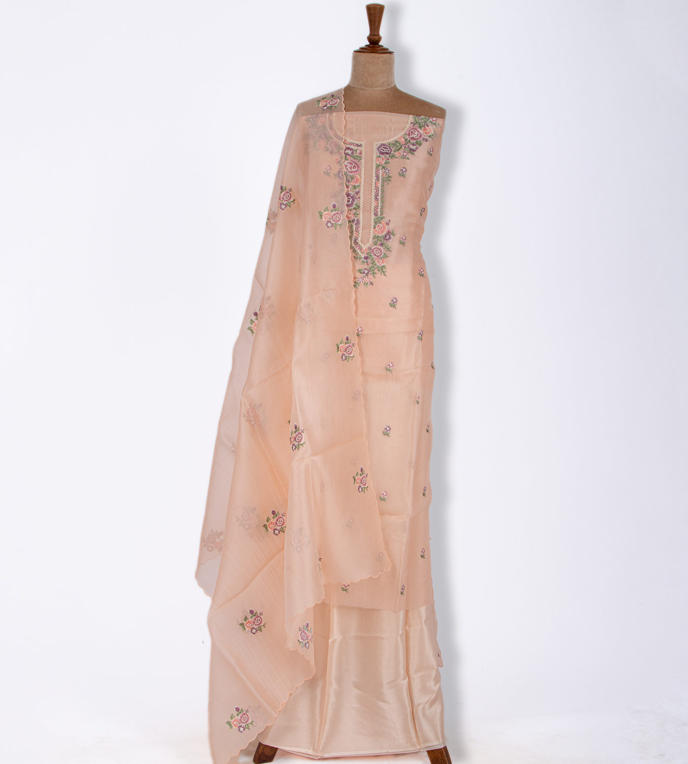 Light Peach Organza Salwar1