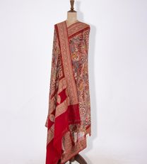 Salmon Pink Geogette Kalamkari  Dupatta1