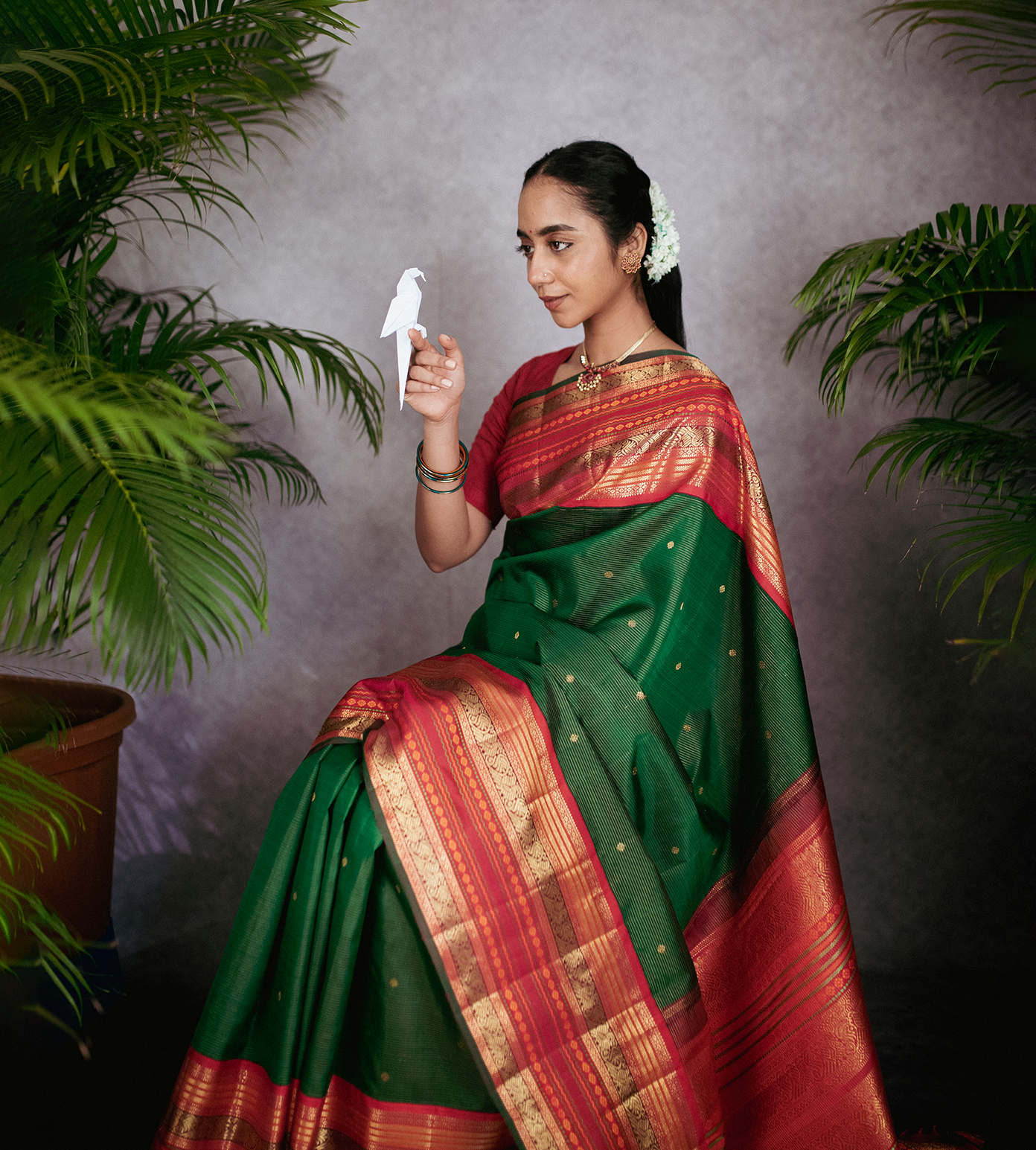 Green Kanchipuram Silk Saree 5057