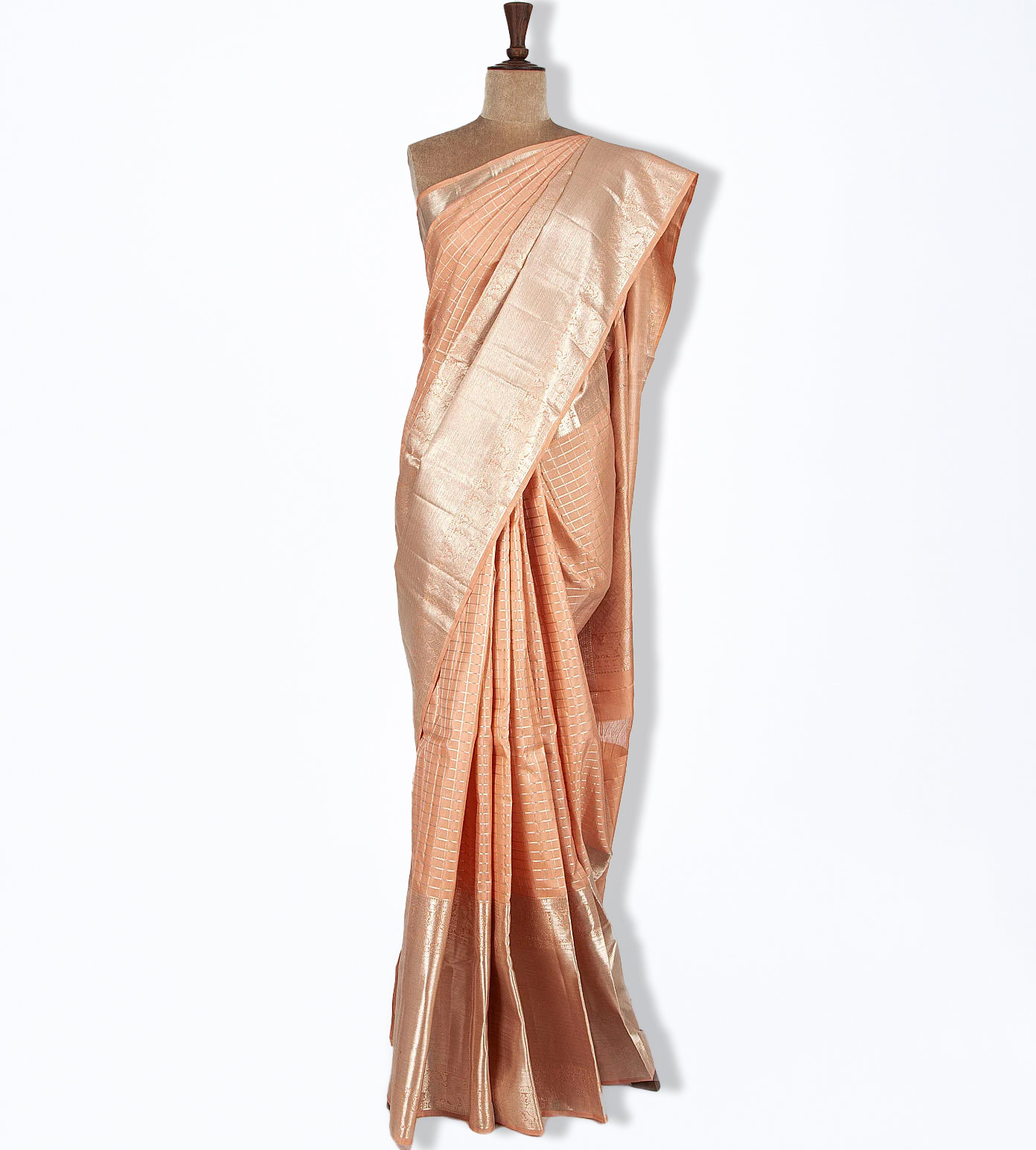 Peach Kanchipuram Silk Saree