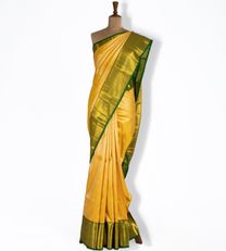 Amber Yellow Kanchipuram Silk Saree1