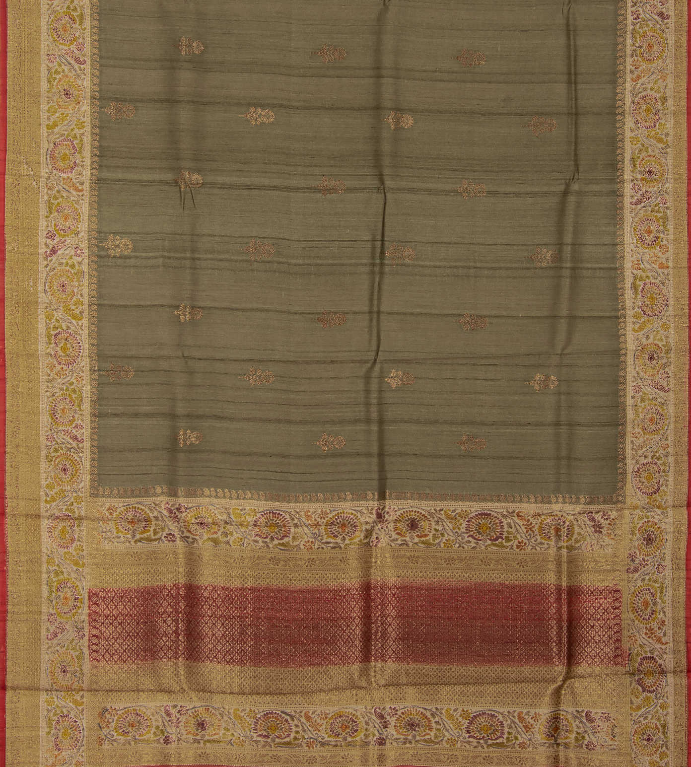Olive Green Banaras Tussar Saree3