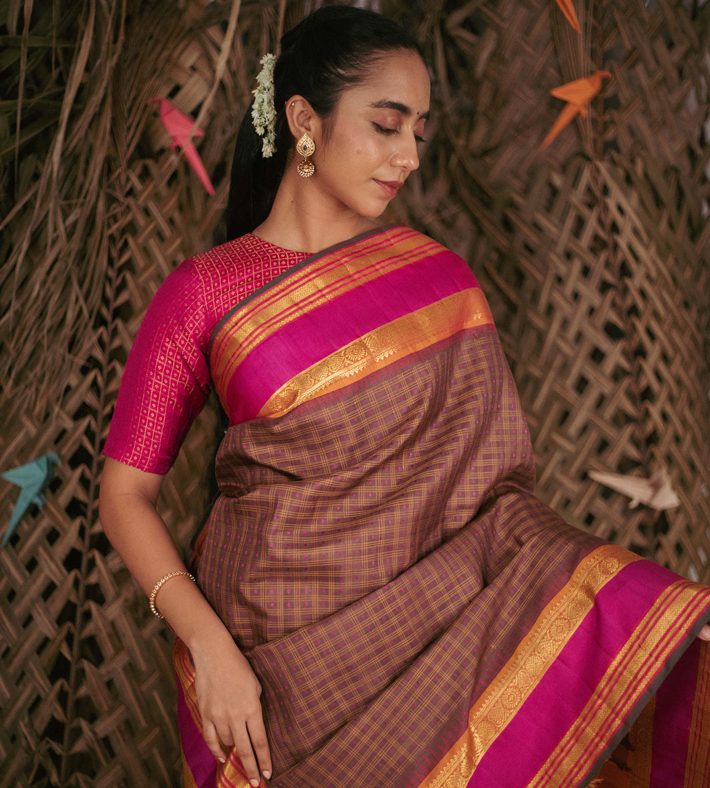 Brown Kanchipuram Silk Saree