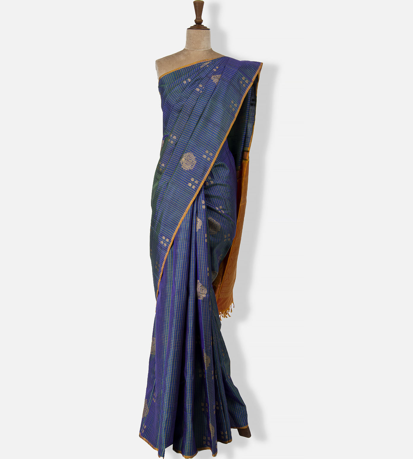Peacock Blue Kanchipuram Silk Saree