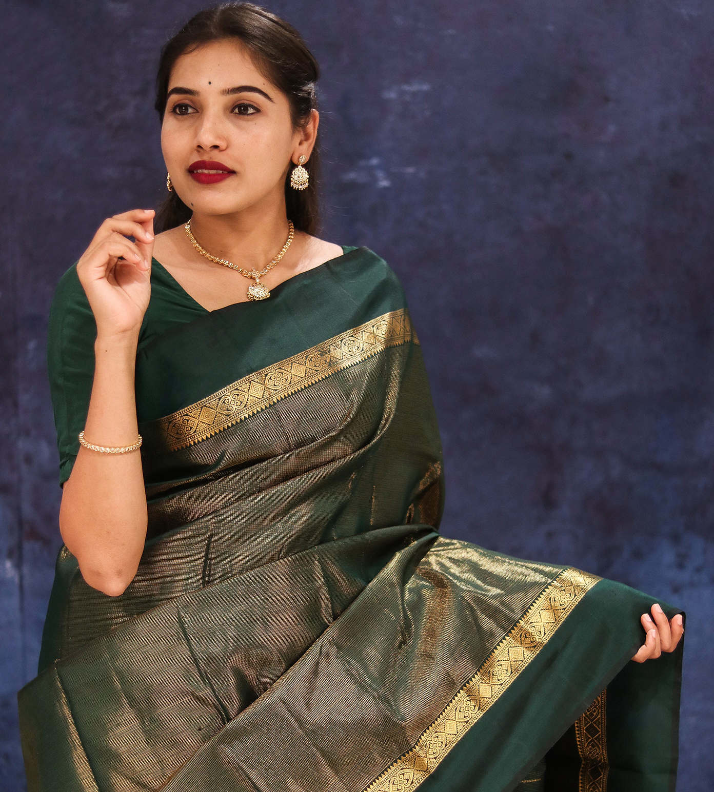 Green Kanchipuram Silk Saree 9617