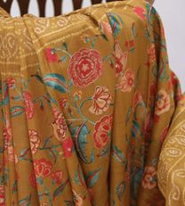 Mustard Yellow Printed Tussar with embroidery Saree2
