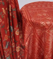 Red Printed Tussar with embroidery Saree3