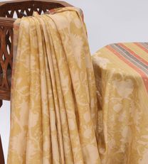 Pastel Yellow Printed Tussar with embroidery Saree2