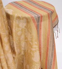 Pastel Yellow Printed Tussar with embroidery Saree4