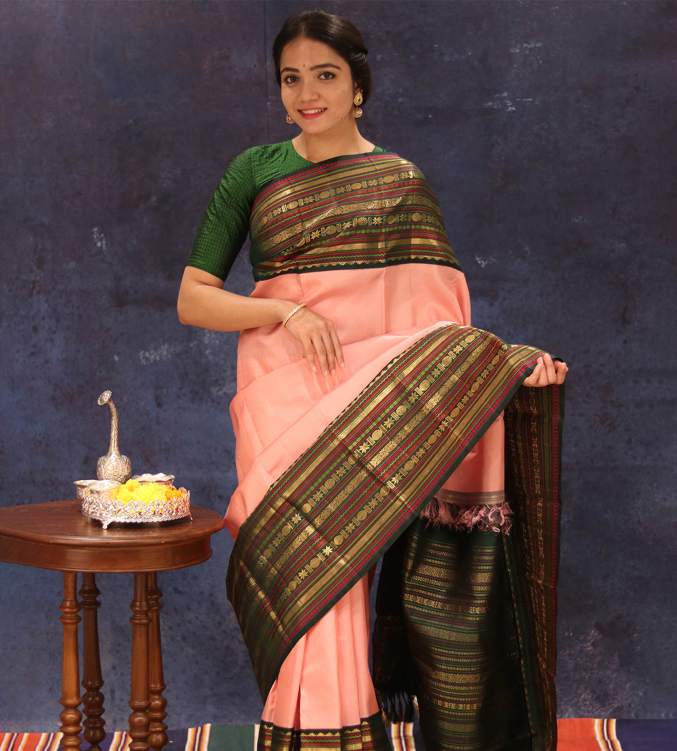 Onion Pink Kanchipuram Silk Saree