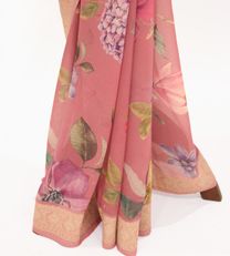 Salmon Pink Banaras Georgette Saree4