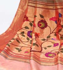 Pistachio Green Paithani Silk With Floral Printed Saree4