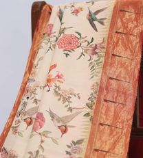 White Paithani Silk With Floral Printed Saree2