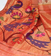 White Paithani Silk With Floral Printed Saree4