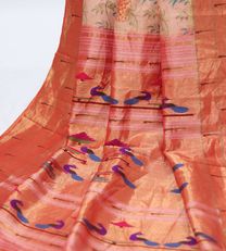 Pastel Pink Paithani Silk With Floral Printed Saree4