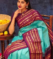 Sky Blue Kanchipuram Silk Saree4