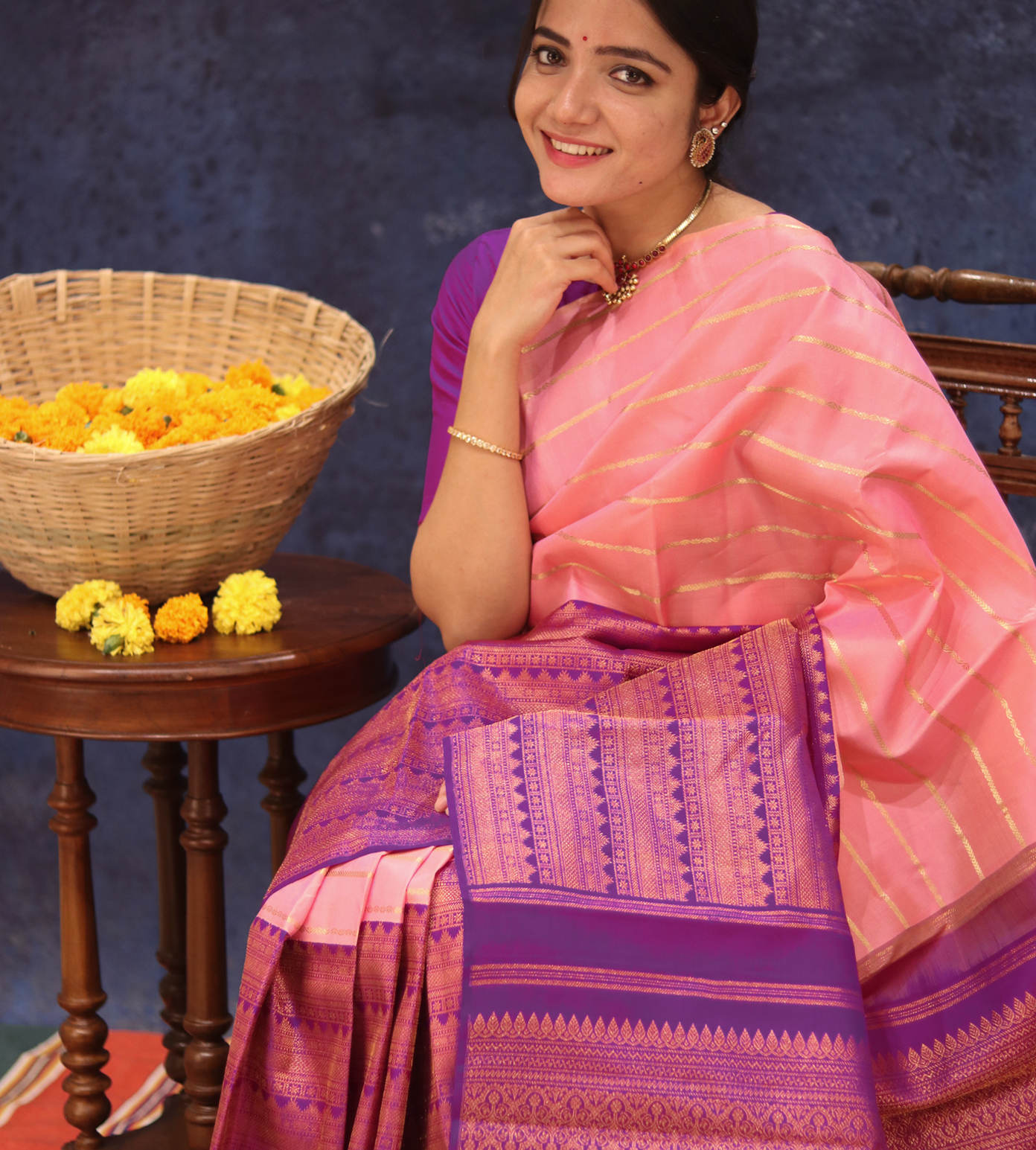 Pink Kanchipuram Silk Saree