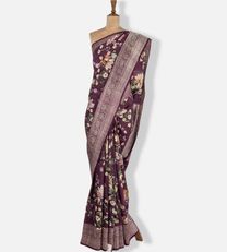 Aubergine Purple Kattan Silk Saree1