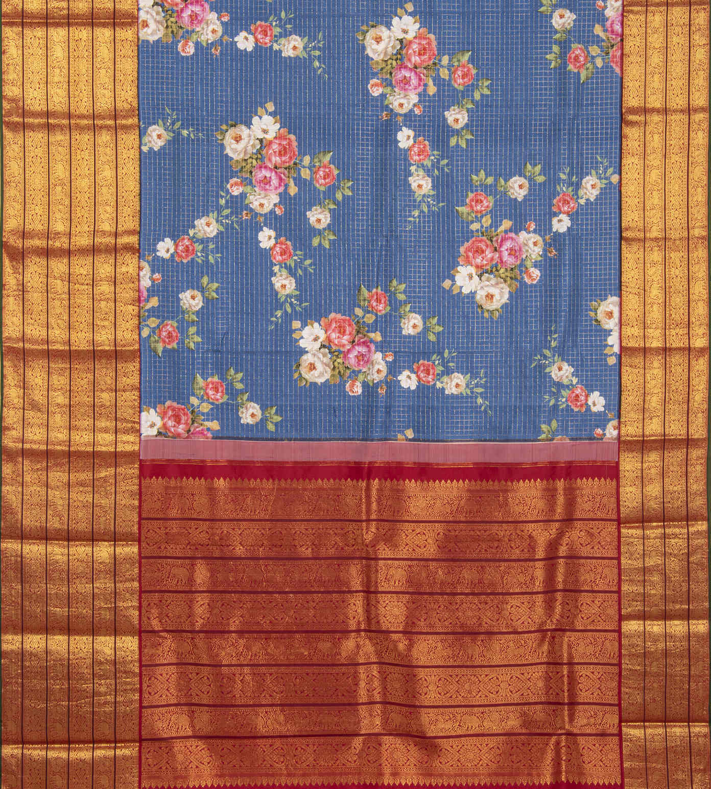 Azure Blue Kanchipuram Silk Saree3