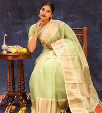 Pastel Green Kora Kanchipuram Silk Saree1