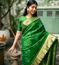 Green Shibori Kanchipuram Silk Saree2