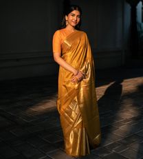 Yellow Shibori Kanchipuram Silk Saree1