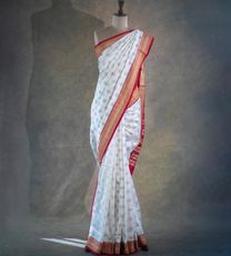 White Orissa Silk Saree1