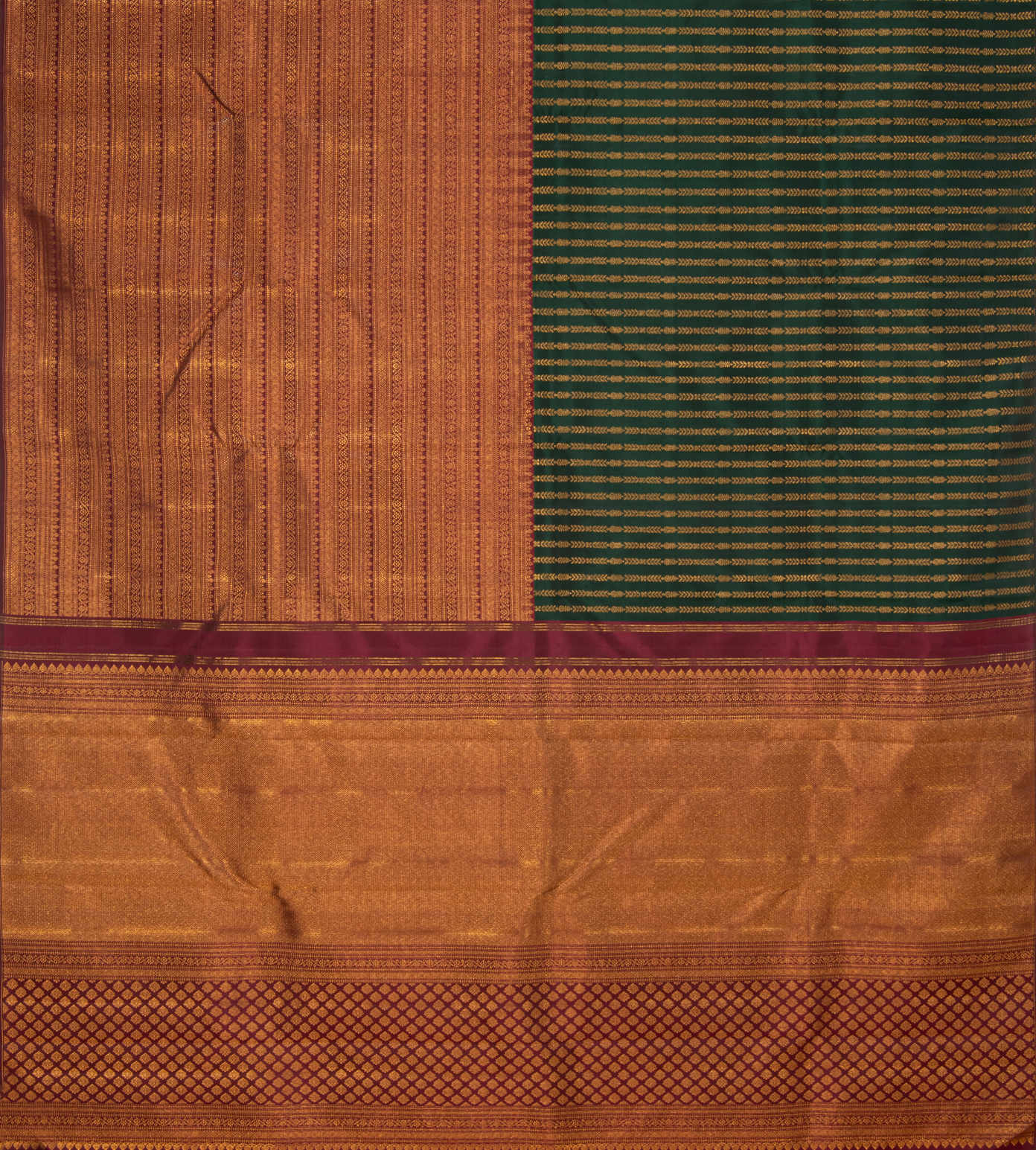 Green And Maroon Kanchipuram Silk Saree