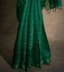 Deep Green Tussar Saree With Embroidery Blouse4