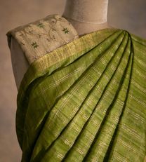 Light Green Tussar Saree With Embroidery Blouse2