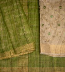 Light Green Tussar Saree With Embroidery Blouse3