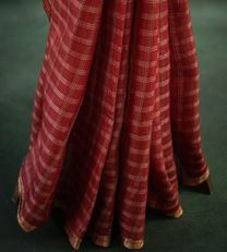 Red Tussar Silk Saree With Kalamkari Blouse3
