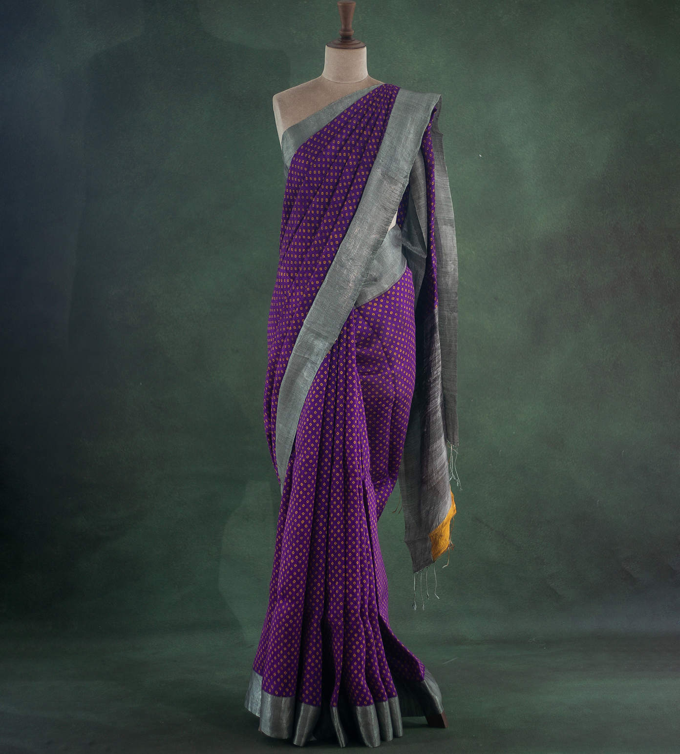 Purple Tussar Printed Saree1